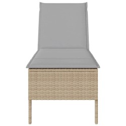 Transat avec coussin beige 55x200x44cm résine tressée 647952647952
