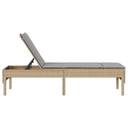 Transat avec coussin beige 55x200x44cm résine tressée 647952647952