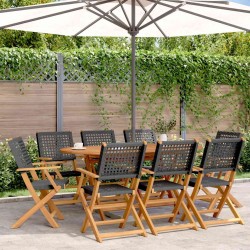 Chaises de jardin pliantes lot de 8 noir poly rotin bois massif 647955647955
