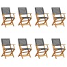 Chaises de jardin pliantes lot de 8 noir poly rotin bois massif 647955647955