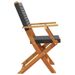 Chaises de jardin pliantes lot de 8 noir poly rotin bois massif 647955647955