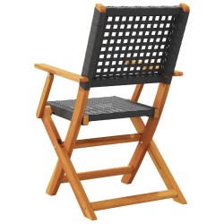 Chaises de jardin pliantes lot de 8 noir poly rotin bois massif 647955647955
