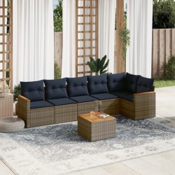 Ensemble de canapé de jardin 7 pcs avec coussins gris résine tressée 647956647956