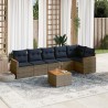 Ensemble de canapé de jardin 7 pcs avec coussins gris résine tressée 647956647956