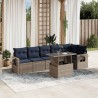 Ensemble de canapé de jardin 7 pcs avec coussins gris résine tressée 647957647957