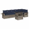 Ensemble de canapé de jardin 7 pcs avec coussins gris résine tressée 647957647957