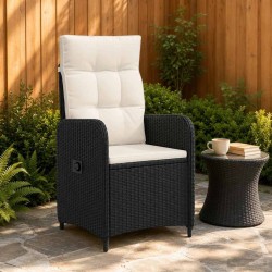 Chaise de jardin inclinable Noir et blanc crème 647958647958