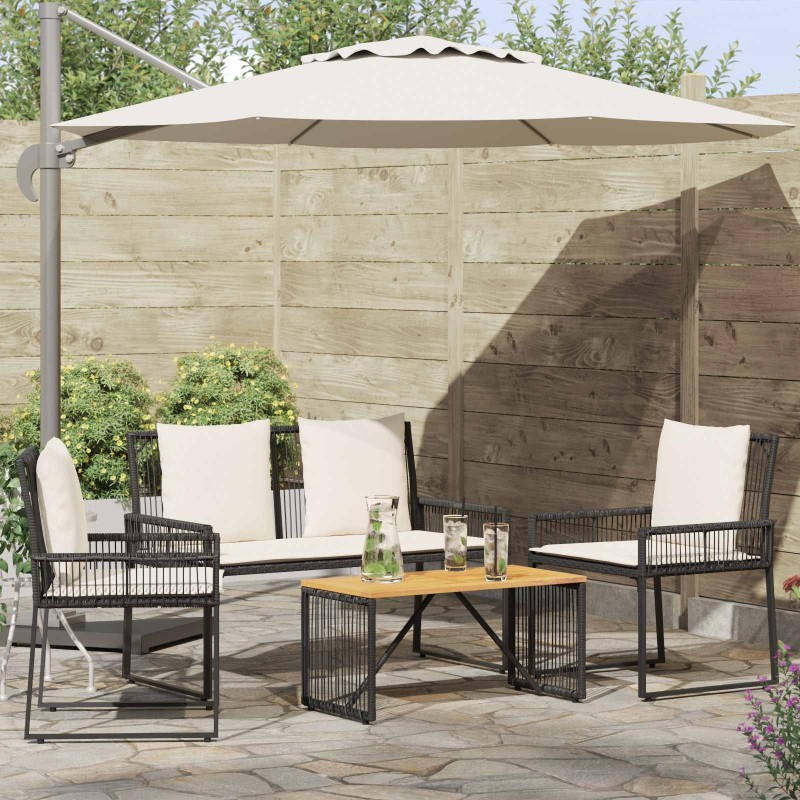 Ensemble de meubles d'extérieur 4 pcs Noir et blanc crème 647962647962