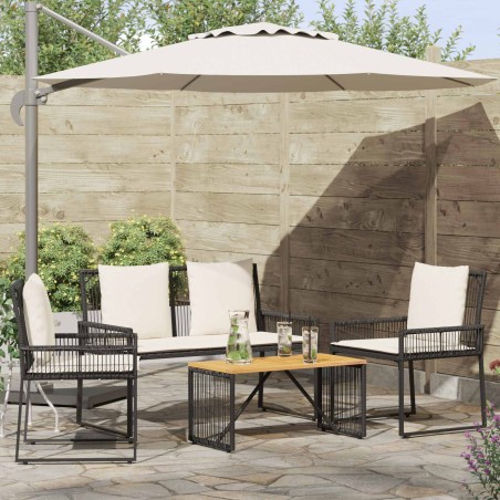 Ensemble de meubles d'extérieur 4 pcs Noir et blanc crème 647962647962