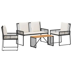 Ensemble de meubles d'extérieur 4 pcs Noir et blanc crème 647962647962