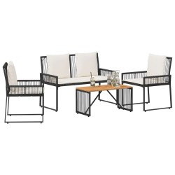 Ensemble de meubles d'extérieur 4 pcs Noir et blanc crème 647962647962
