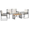 Ensemble de meubles d'extérieur 4 pcs Noir et blanc crème 647962647962