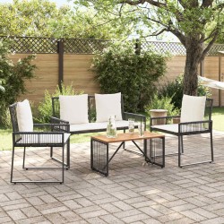 Ensemble de meubles d'extérieur 4 pcs Noir et blanc crème 647962647962