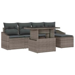 Ensemble de canapé de jardin avec coussin 6 pcs Gris polyrotin 647971647971