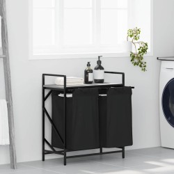 Panier à linge 2 compartiments avec étagère Gris Sonoma 647976647976