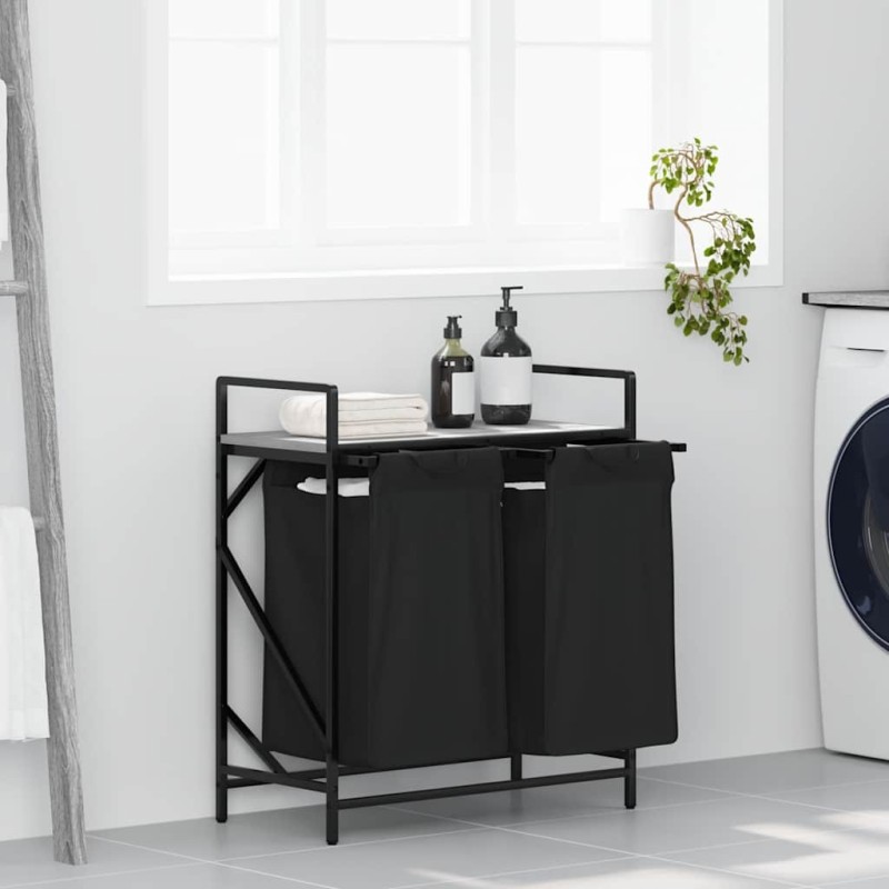 Panier à linge 2 compartiments avec étagère Gris Sonoma 647976647976