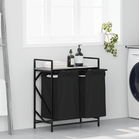 Panier à linge 2 compartiments avec étagère Gris Sonoma 647976647976