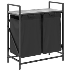 Panier à linge 2 compartiments avec étagère Gris Sonoma 647976647976