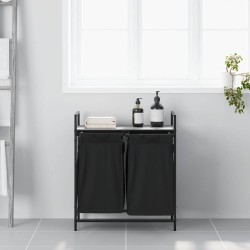 Panier à linge 2 compartiments avec étagère Gris Sonoma 647976647976
