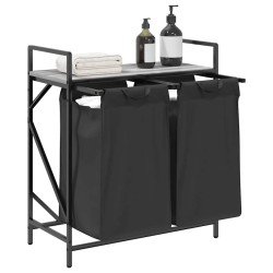 Panier à linge 2 compartiments avec étagère Gris Sonoma 647976647976