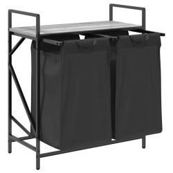 Panier à linge 2 compartiments avec étagère Gris Sonoma 647976647976