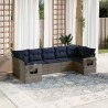 Ensemble de canapé de jardin 7 pcs avec coussins gris résine tressée 647978647978