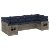 Ensemble de canapé de jardin 7 pcs avec coussins gris résine tressée 647978647978