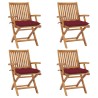 Chaises pliables de jardin avec coussins lot de 4 Teck solide 647984647984