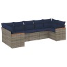Ensemble de canapé de jardin 7 pcs avec coussins gris résine tressée 647986647986