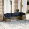 Ensemble de canapé de jardin 7 pcs avec coussins gris résine tressée 647987647987