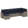 Ensemble de canapé de jardin 7 pcs avec coussins gris résine tressée 647987647987
