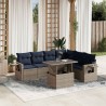 Ensemble de canapé de jardin 7 pcs avec coussins gris résine tressée 647993647993