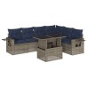 Ensemble de canapé de jardin 7 pcs avec coussins gris résine tressée 647993647993