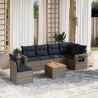Ensemble de canapé de jardin 7 pcs avec coussins gris résine tressée 647995647995