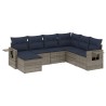 Ensemble de canapé de jardin 7 pcs avec coussins gris résine tressée 647996647996