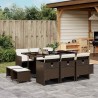 Ensemble à manger de jardin et coussins 11 pcs marron rotin 647997647997