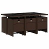 Ensemble à manger de jardin et coussins 11 pcs marron rotin 647997647997