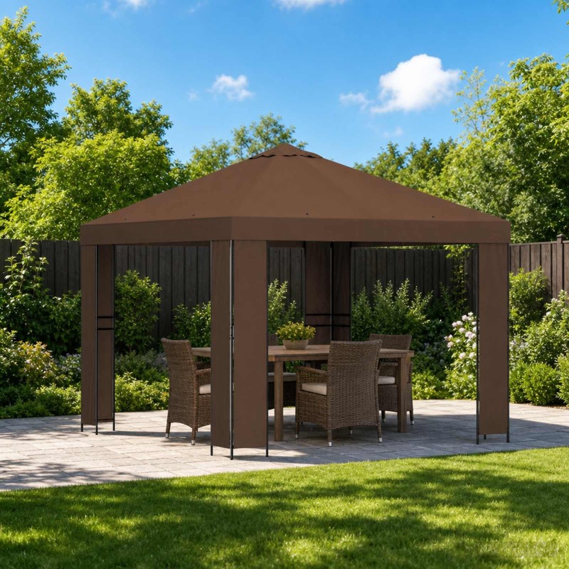 Pavillon 3 x 3 m Marron Polyester et Acier 190 gsm 647998647998