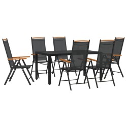 Ensemble à manger de jardin 7 pcs noir aluminium 648000648000
