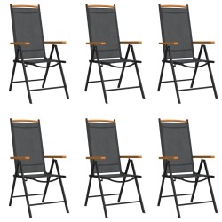 Ensemble à manger de jardin 7 pcs noir aluminium 648000648000