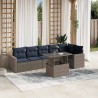 Ensemble de canapé de jardin 7 pcs avec coussins gris résine tressée 648001648001