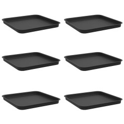 Plateau carré à fleurs 6 pcs Noir 32 x 32 x 2,5 cm Plastique 648002648002