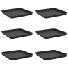 Plateau carré à fleurs 6 pcs Noir 32 x 32 x 2,5 cm Plastique 648002648002
