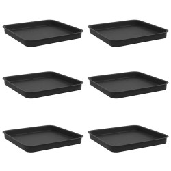 Plateau carré à fleurs 6 pcs Noir 25,5 x 25,5 x 2,5 cm 648004648004