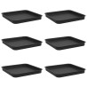 Plateau carré à fleurs 6 pcs Noir 25,5 x 25,5 x 2,5 cm 648004648004
