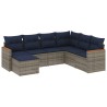 Ensemble de canapé de jardin 7 pcs avec coussins gris résine tressée 648008648008