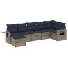 Ensemble de canapé de jardin 7 pcs avec coussins gris résine tressée 648015648015