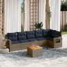 Ensemble de canapé de jardin 7 pcs avec coussins gris résine tressée 648016648016