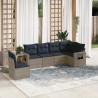 Ensemble de canapé de jardin 6 pcs avec coussins gris résine tressée 648019648019