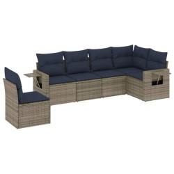 Ensemble de canapé de jardin 6 pcs avec coussins gris résine tressée 648019648019